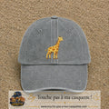 Image principale produit32grosGR - casquette Gris délavé avec visuel Girafe mignonne 7 cm