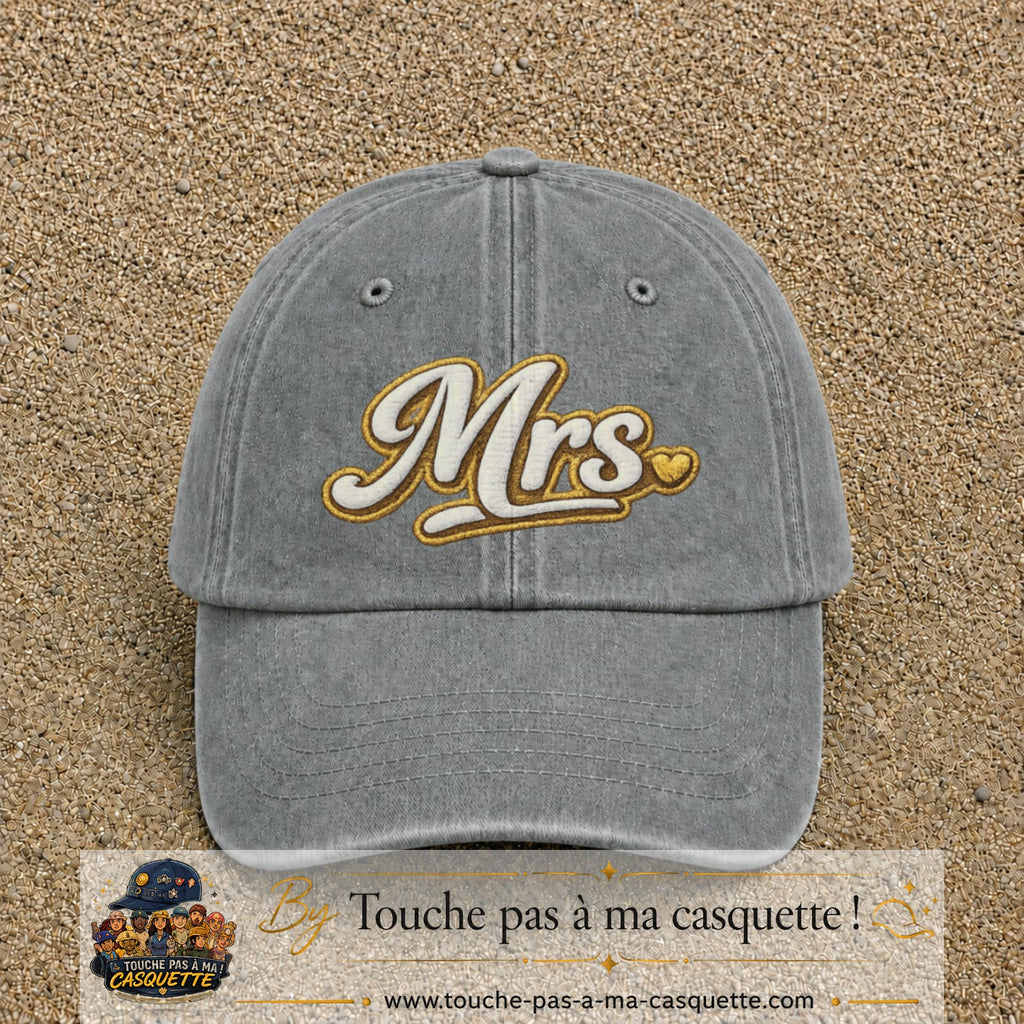 Image principale produit112grosGR - casquette Gris délavé avec visuel Mrs élégante 7 cm