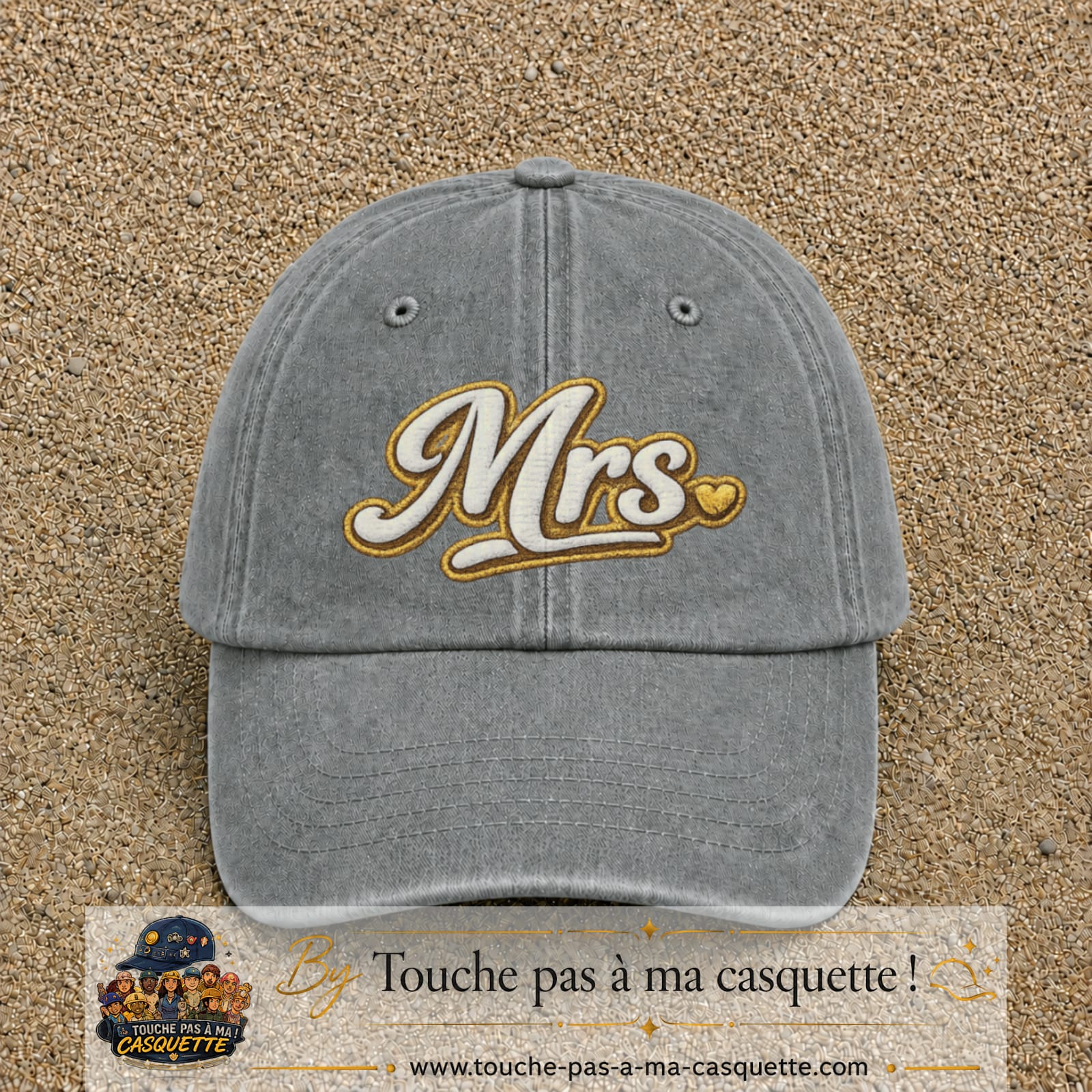 Image principale produit112grosGR - casquette Gris délavé avec visuel Mrs élégante 7 cm