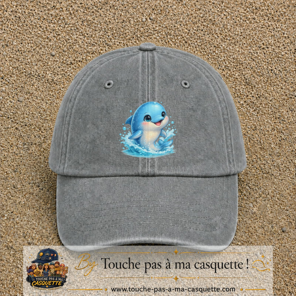 Image principale produit85grosGR - casquette Gris délavé avec visuel Dauphin 7 cm