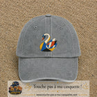 Image principale produit163grosGR - casquette Gris délavé avec visuel Cygne géométrique 7 cm
