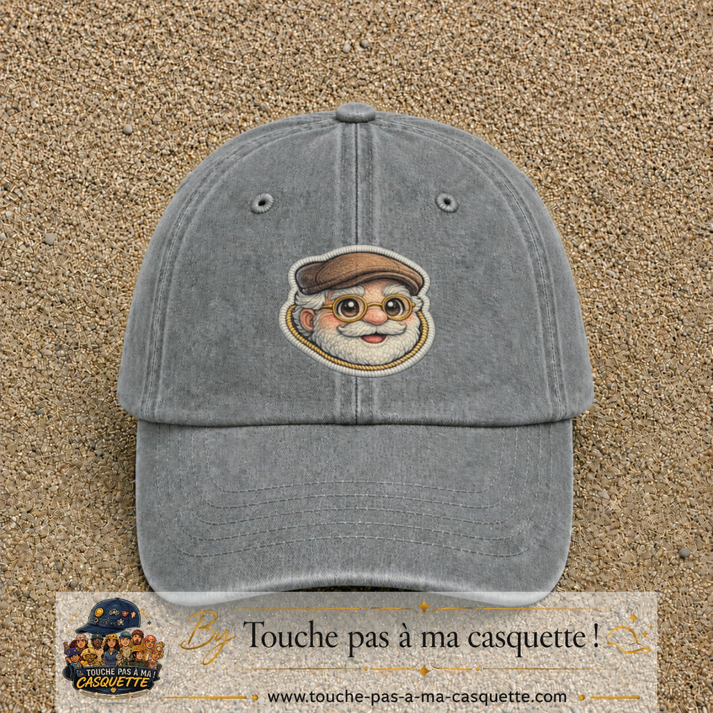 Image principale produit76grosGR - casquette Gris délavé avec visuel Papy casquette lunettes 7 cm