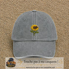 Image principale produit75moyenGR - casquette Gris délavé avec visuel Tournesol abeille 5 cm