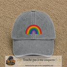 Image principale produit187moyenGR - casquette Gris délavé avec visuel Arc-en-ciel 5 cm