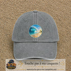 Image principale produit175grosGR - casquette Gris délavé avec visuel Vague plage 7 cm