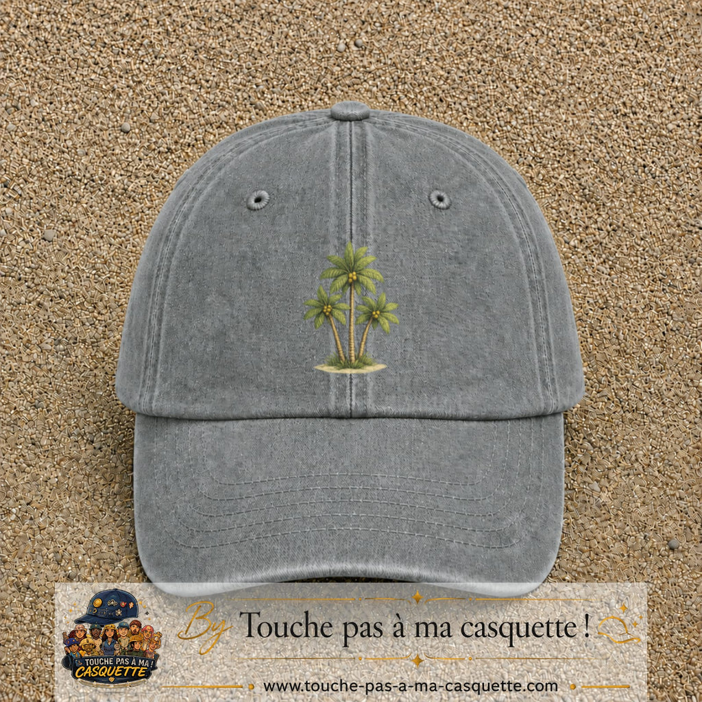 Image principale produit55moyenGR - casquette Gris délavé avec visuel Palmiers 5 cm