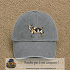 Image principale produit149grosGR - casquette Gris délavé avec visuel Vache géométrique 7 cm