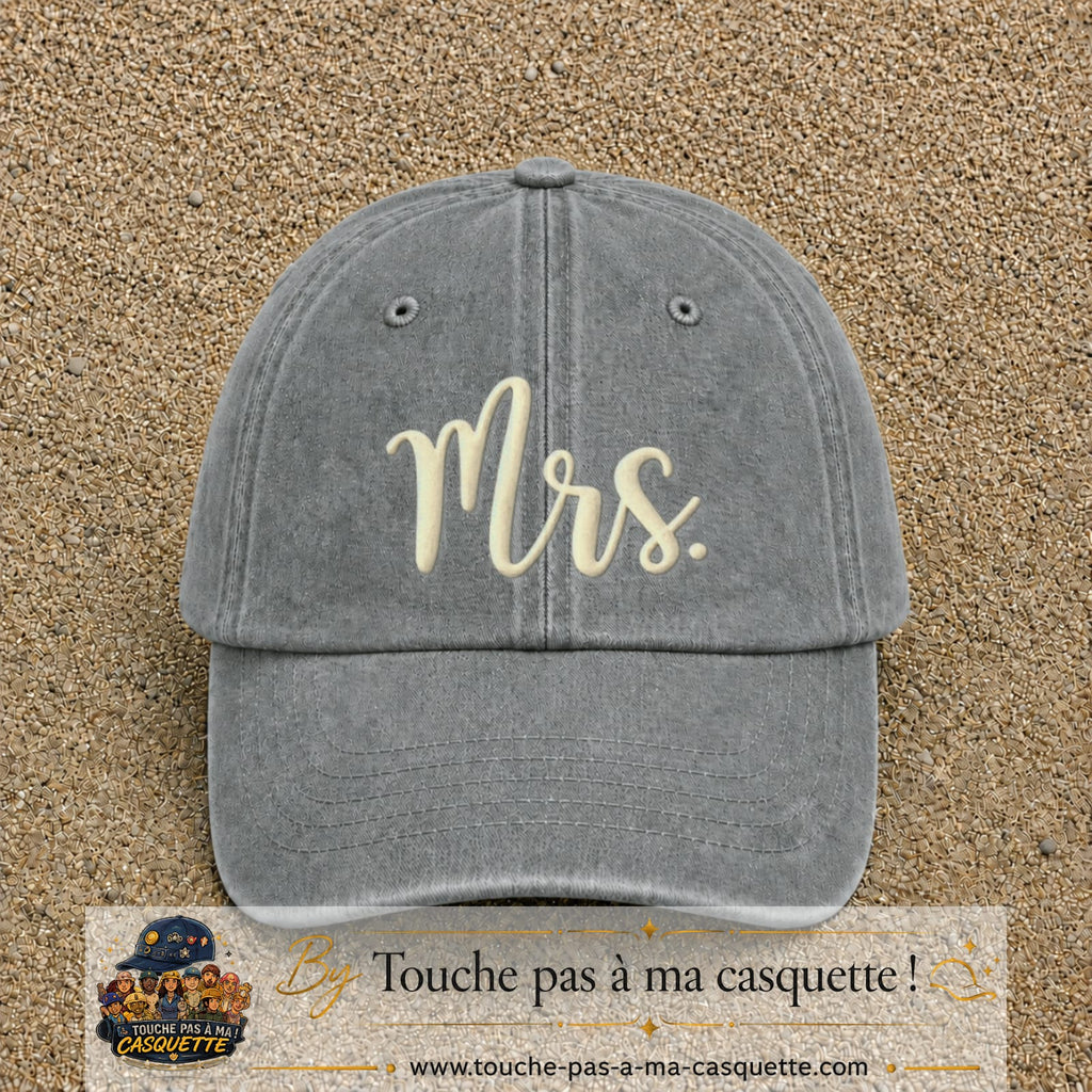 Image principale produit113grosGR - casquette Gris délavé avec visuel Mrs blanc 7 cm