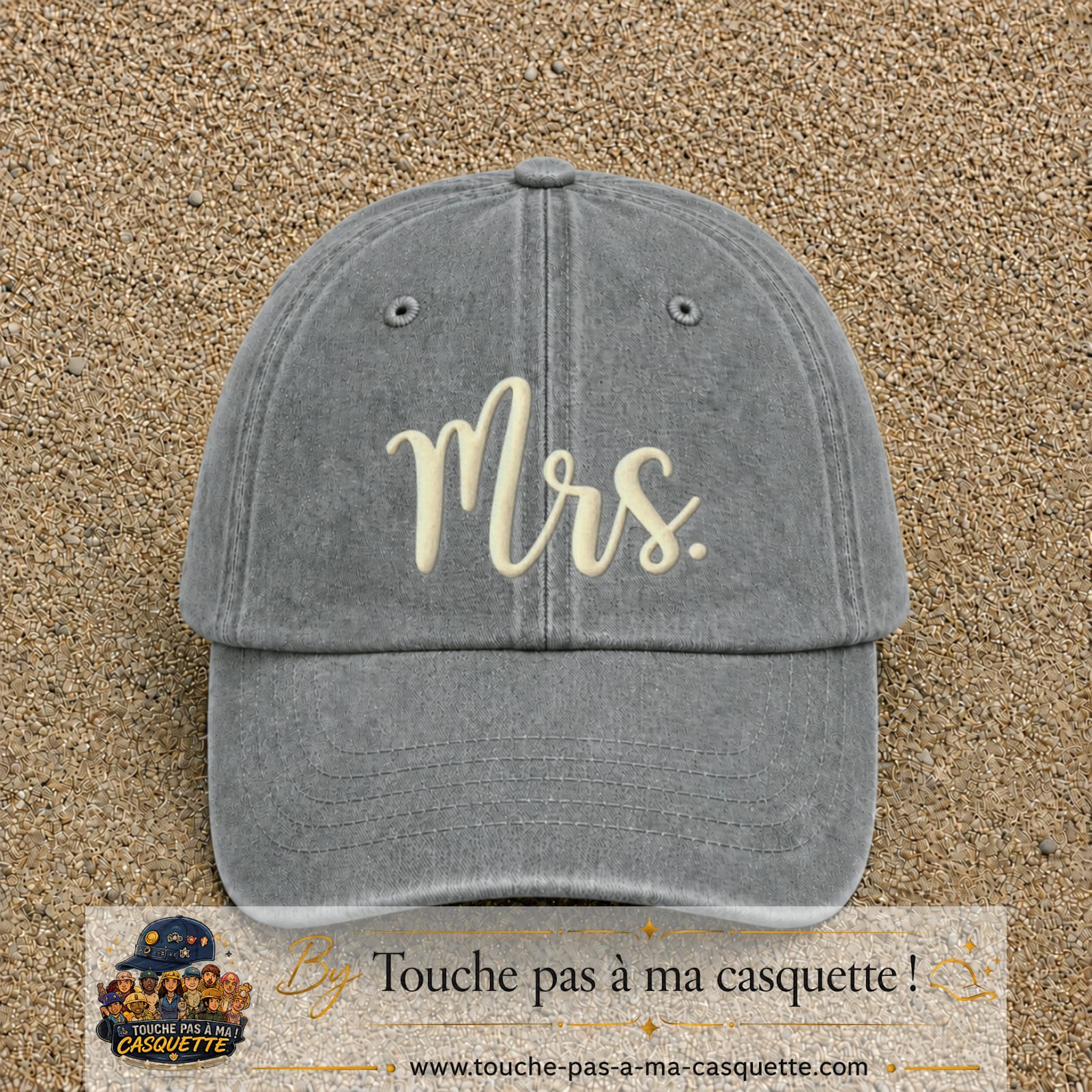 Image principale produit113grosGR - casquette Gris délavé avec visuel Mrs blanc 7 cm