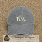 Image principale produit113moyenGR - casquette Gris délavé avec visuel Mrs blanc 5 cm