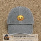 Image principale produit9moyenGR - casquette Gris délavé avec visuel Emoji souriant 5 cm