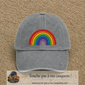 Image principale produit187grosGR - casquette Gris délavé avec visuel Arc-en-ciel 7 cm