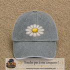 Image principale produit104grosGR - casquette Gris délavé avec visuel Marguerite simple 7 cm