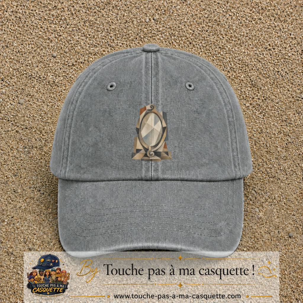 Image principale produit169grosGR - casquette Gris délavé avec visuel Miroir cubiste 7 cm