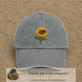 Image principale produit75grosGR - casquette Gris délavé avec visuel Tournesol abeille 7 cm