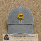 Image principale produit75grosGR - casquette Gris délavé avec visuel Tournesol abeille 7 cm