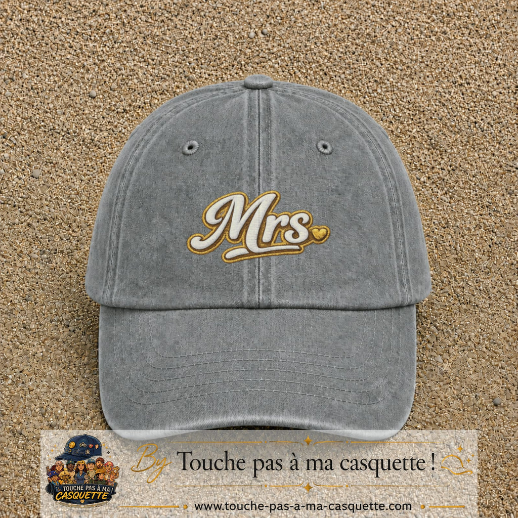 Image principale produit112moyenGR - casquette Gris délavé avec visuel Mrs élégante 5 cm