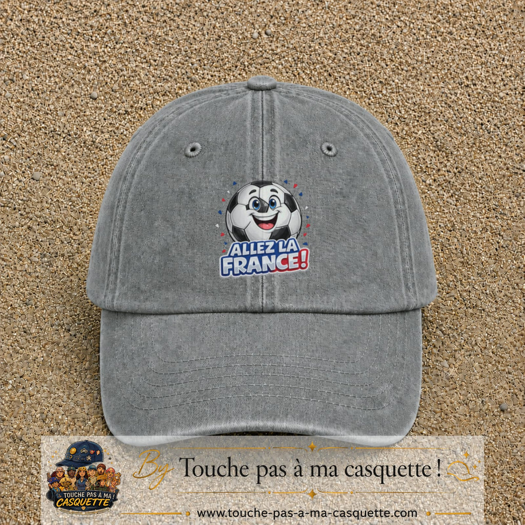Image principale produit185grosGR - casquette Gris délavé avec visuel Ballon Allez la France 7 cm
