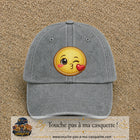Image principale produit10grosGR - casquette Gris délavé avec visuel Emoji bisou cœur 7 cm