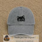 Image principale produit6moyenGR - casquette Gris délavé avec visuel Chat noir adorable 5 cm