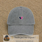 Image principale produit116petitGR - casquette Gris délavé avec visuel Cœur bicolore 3 cm