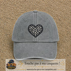Image principale produit96grosGR - casquette Gris délavé avec visuel Cœur léopard simple 7 cm