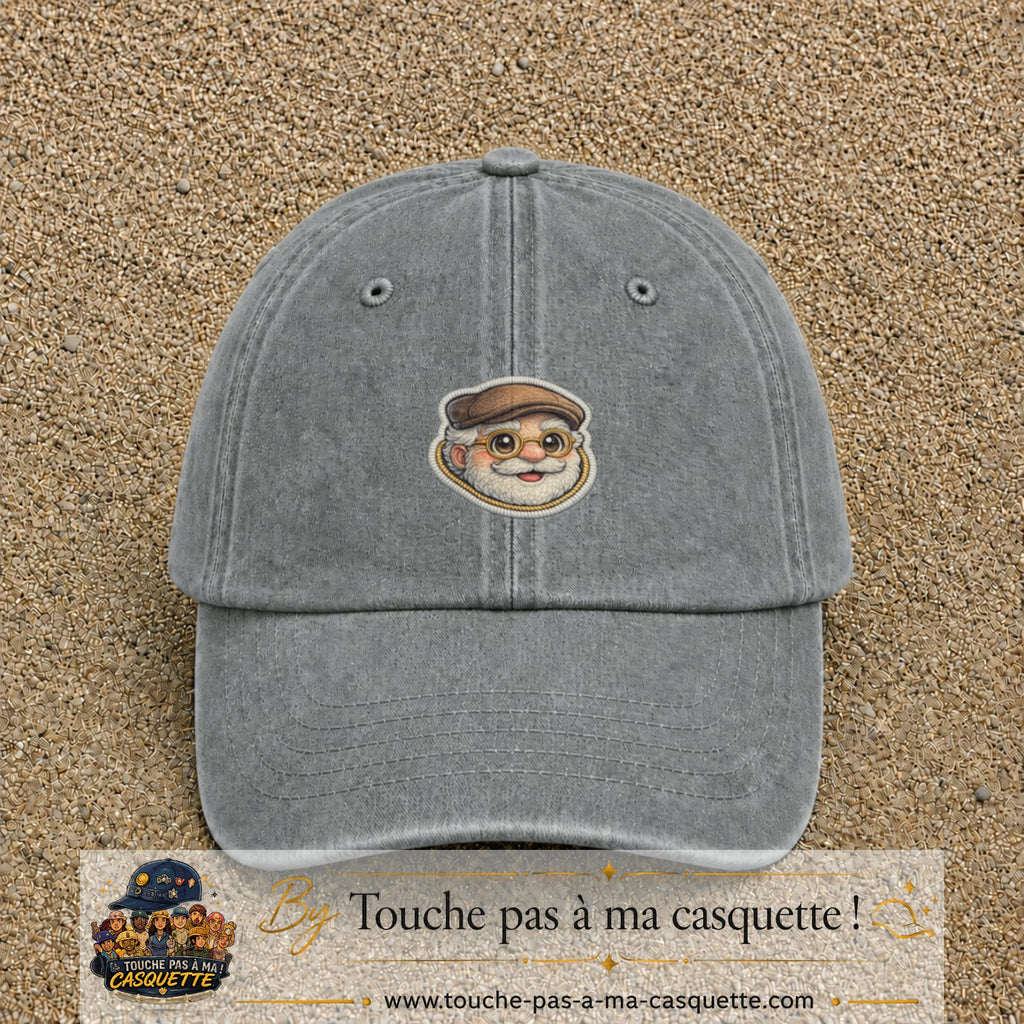 Image principale produit76moyenGR - casquette Gris délavé avec visuel Papy casquette lunettes 5 cm