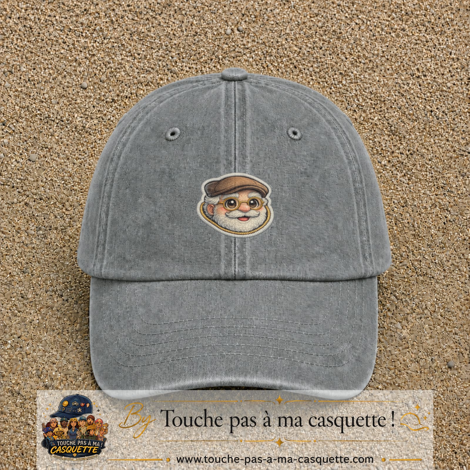 Image principale produit76moyenGR - casquette Gris délavé avec visuel Papy casquette lunettes 5 cm