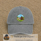 Image principale produit161grosGR - casquette Gris délavé avec visuel Vache humour crotte 7 cm