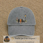 Image principale produit35grosGR - casquette Gris délavé avec visuel Chats noirs banc automne 7 cm