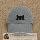 Image principale produit16moyenGR - casquette Gris délavé avec visuel Chat noir caché yeux ronds 5 cm