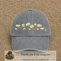 Image principale produit36grosGR - casquette Gris délavé avec visuel Guirlande de marguerites 7 cm