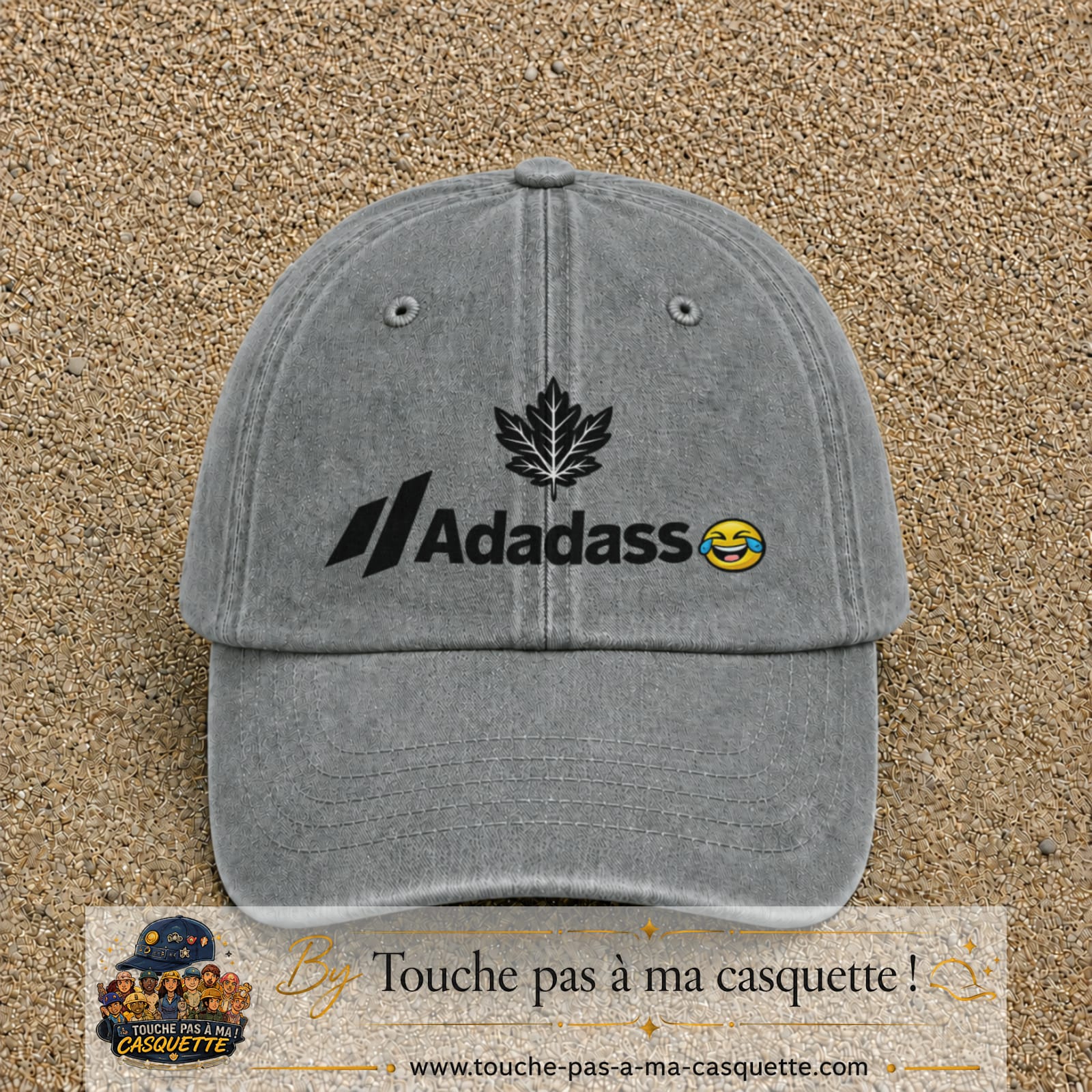 Image principale produit38grosGR - casquette Gris délavé avec visuel Adadass feuille d’érable 7 cm