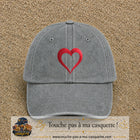 Image principale produit138grosGR - casquette Gris délavé avec visuel Cœur rouge 7 cm