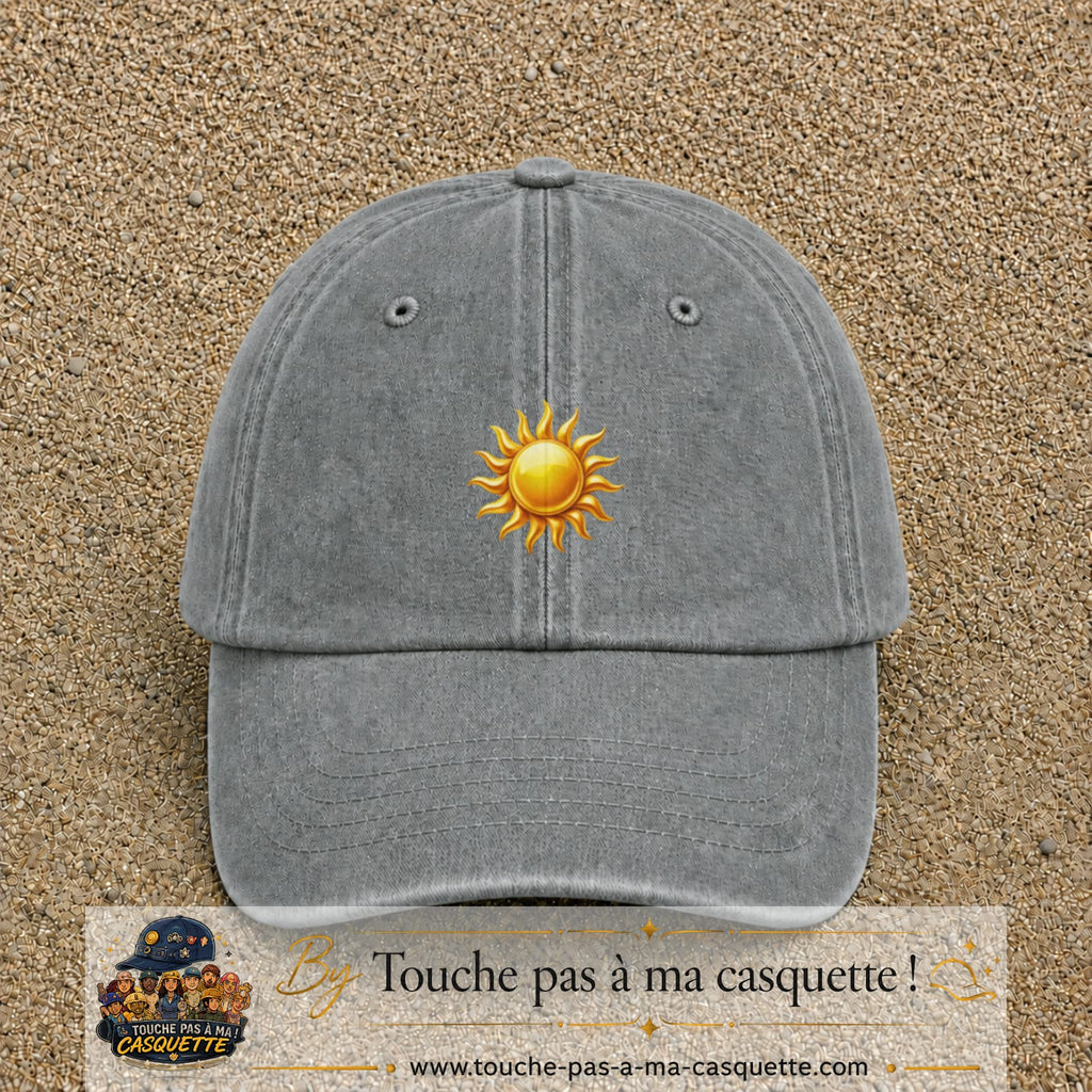 Image principale produit102moyenGR - casquette Gris délavé avec visuel Soleil brillant 5 cm