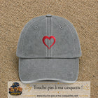 Image principale produit138moyenGR - casquette Gris délavé avec visuel Cœur rouge 5 cm