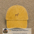 Image principale produit167moyenJ - casquette Jaune délavé - Moutarde délavé avec visuel Cerf réaliste 5 cm