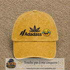 Image principale produit37grosJ - casquette Jaune délavé - Moutarde délavé avec visuel Adadass emoji rieur 7 cm