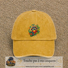 Casquette Jaune délavé - Moutarde délavé motif Patte cœur animal logo 7 cm