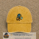 Casquette Jaune délavé - Moutarde délavé avec motif Porte mystérieuse avec cadenas en 7 cm – vue principale