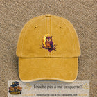 Casquette Jaune délavé - Moutarde délavé motif Hibou lune logo 7 cm