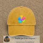 Casquette Jaune délavé - Moutarde délavé motif Puzzle pop logo 7 cm