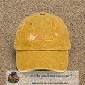 Casquette Jaune délavé - Moutarde délavé avec motif Prénom Charlène fleuri en 7 cm – vue principale