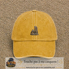 Casquette Jaune délavé - Moutarde délavé motif Mousqueton d’escalade logo 5 cm