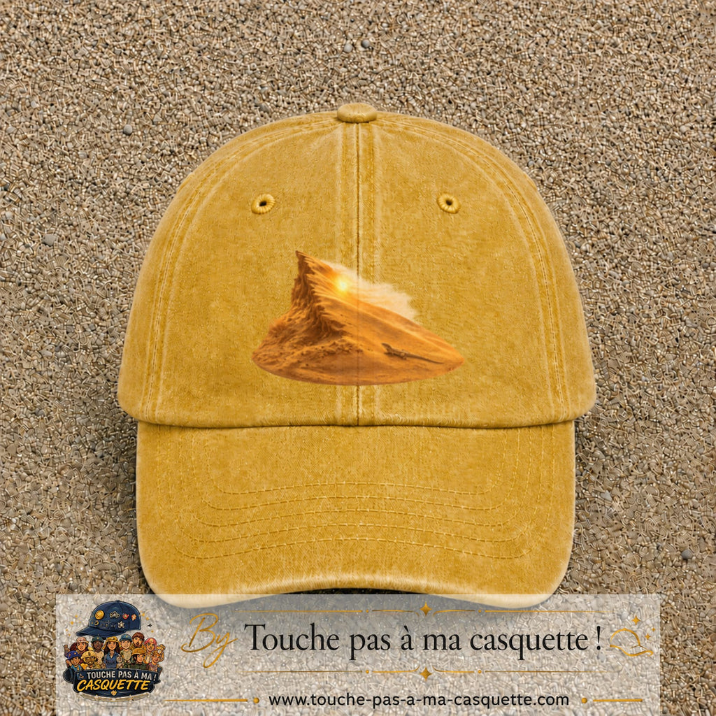 Image principale casquette Jaune délavé - Moutarde délavé avec motif Dune du désert 7 cm