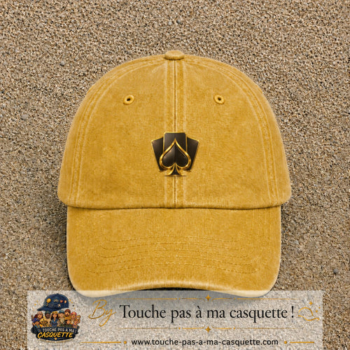 Image principale casquette Jaune délavé - Moutarde délavé avec motif As de pique 5 cm