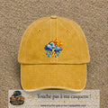 Image principale casquette Jaune délavé - Moutarde délavé avec motif Météo soleil orage 7 cm