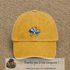 Image principale casquette Jaune délavé - Moutarde délavé avec motif Météo soleil orage 7 cm