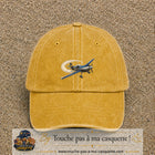 Image principale casquette Jaune délavé - Moutarde délavé avec motif Avion de voltige 5 cm