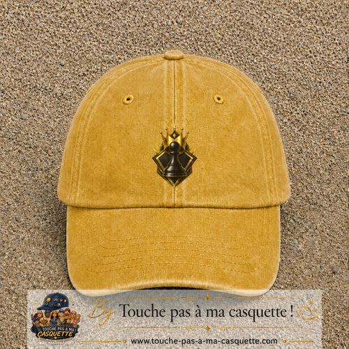 Image principale casquette Jaune délavé - Moutarde délavé avec motif Pion d’échecs royal 7 cm